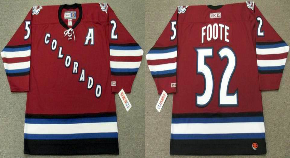 2019 Men Colorado Avalanche 52 Foote red style #2 CCM NHL jerseys->colorado avalanche->NHL Jersey